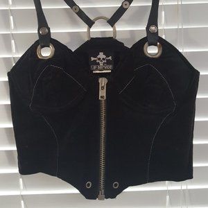 SOLD Lip Service Zip Halter Top w/ Metal Grommets